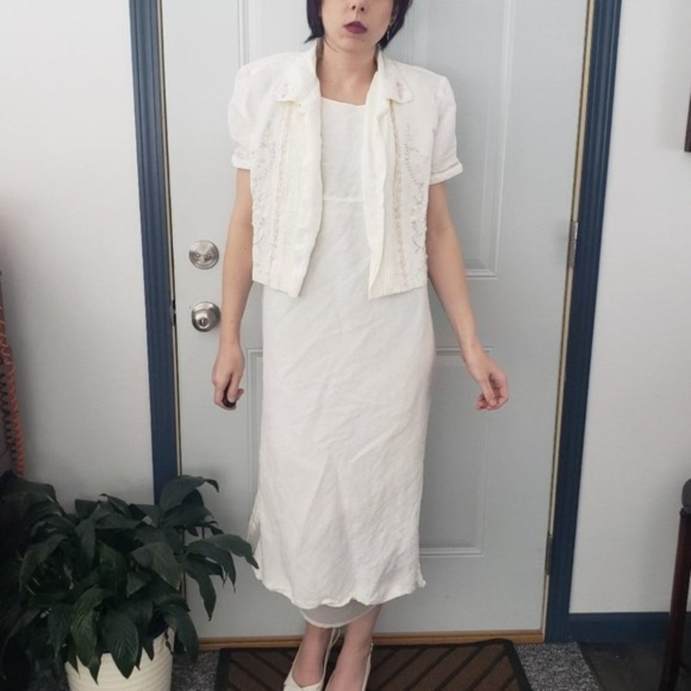Vintage 90s Linen Dress and Jacket Set